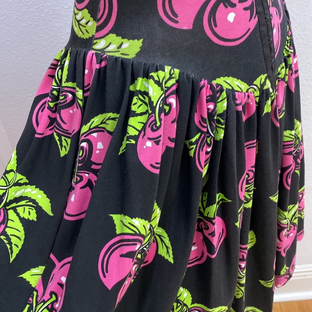 Vintage ๐ 80s Y2k Betsey Johnson Punk Label Archive Cherry Cotton-Lycra Dress - Picture 6 of 9